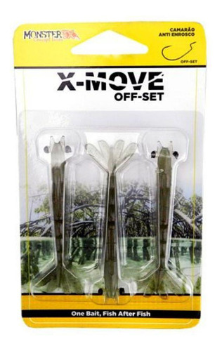Isca Camarão Monster 3x X-move Offset / 9cm - 3un Cor Orange