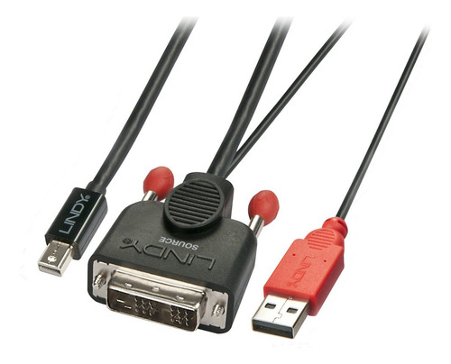 Lindy 3.3 Pie Dvi-d Usb Mini Dp Cable Adaptador Activo Negro