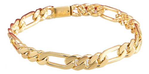 Pulsera Hombre Figaro Hl 8mm Platabañooro24k Duodeluxejoyas®