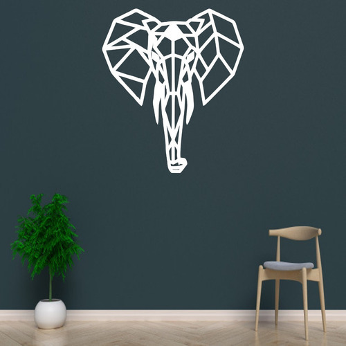 Quadro Decorativo Animais Aplique Mdf 3mm - Diversos Cor Elefante Cor da armação Branco