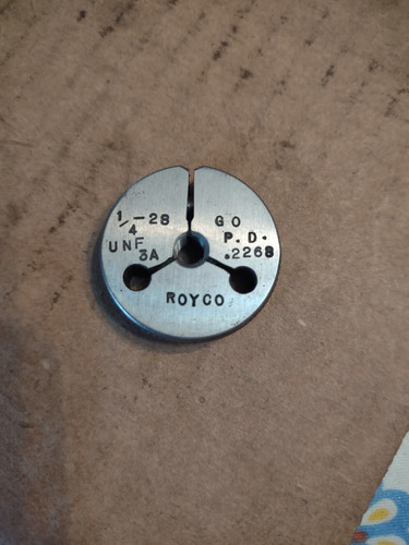 1/4-28 Unf-3a Thread Ring Gage Gauge Go Only  .250 Pd =  Jjc