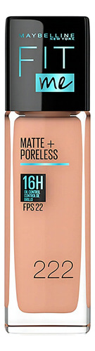 Base Líquida Maybelline Fit Me Matte + Poreless Fps 22 30ml Tono 222 True beige