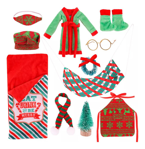 Kit De Accesorios De Ropa Para Elfos Navideños De 11 Piezas