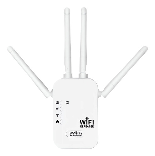 Amplificador Wifi Extensor Rango Repetidor Señal De 4 Antena 127v Color Blanco