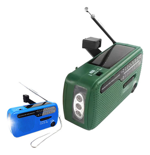 Linterna Led De Camping Am Fm Sw Con Radio Solar De Manivela