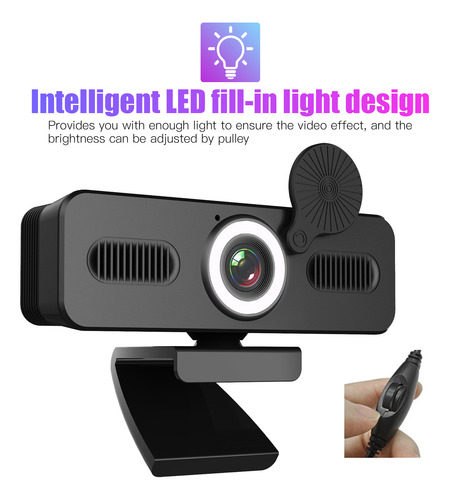 Webcam Hd 1080p Con Micrófono Usb.ángulo Amplio 120°.luz