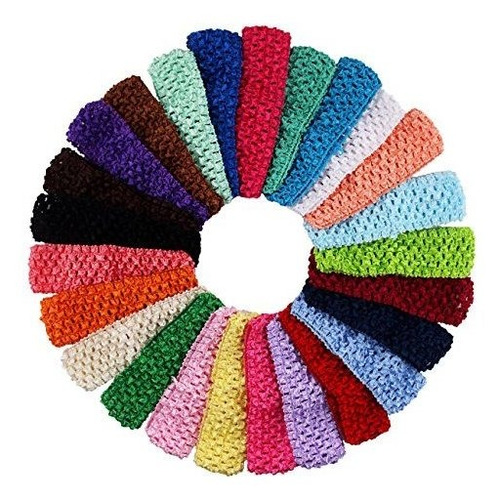 Diademas - Numblartd 25 Pcs Colourful Crochet Elastic Headba