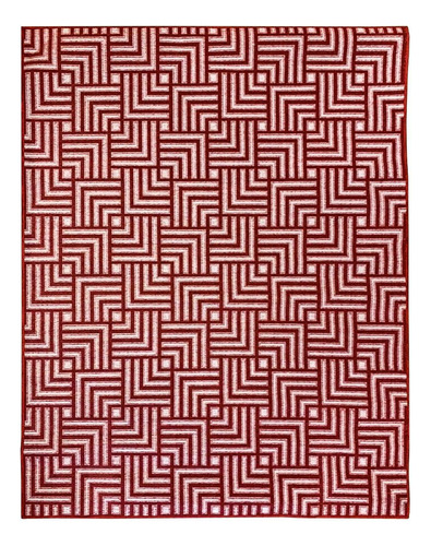 Tapete Comercial Tecido Tabuleiro 100x150cm Textil J Serrano Cor Vermelho Desenho Do Tecido Geométrico