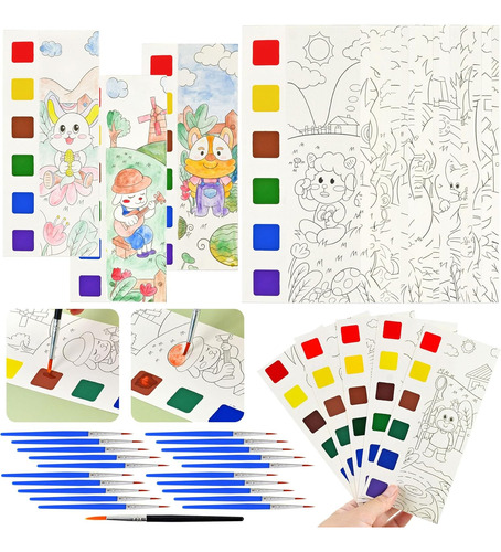 Kit De Pintura De Acuarela De Animales Con Mini Pinceles