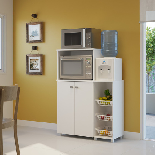Imagen 2 de 3 de Alacena Multiusos En Madera Blanco 2 Puertas