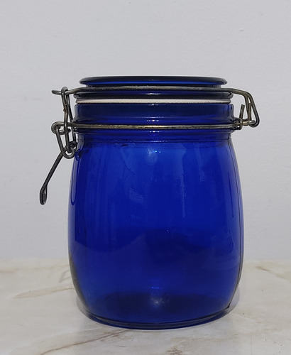 Frasco Bollón De Vidrio Azul Con Tapa (cap. 650ml)