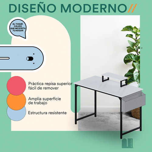 Escritorio Minimalista Mubson Escritorio Gamer Con Archivero Color Blanco