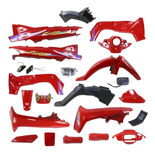 Kit Plasticos Crypton Antigua Rojo Para Moto 