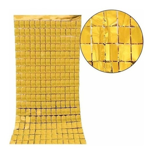 Imagen 1 de 6 de Cortina Metalizada Cuadrada Shimmer Brick Wall Ladrillo 2x1m