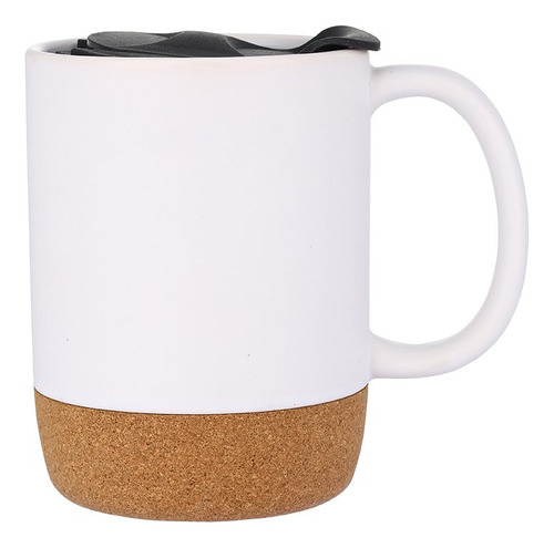 Taza De Cerámica Blanca Con Tapa 390ml