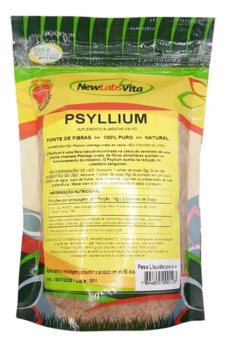 Psyllium Husk 100% Puro Intestino Fibra Saciedade - 250g
