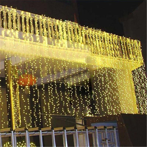 Imagen 5 de 7 de Cortina De Luces Led 3x3m Calido 300 Serie Luces Navideñas