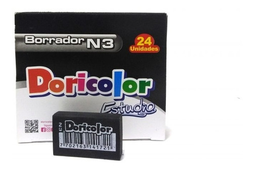 Borrador N3 Color Negro - Doricolor Caja X 24 Unidades