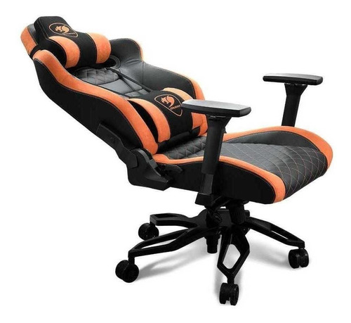 Imagen 6 de 7 de Silla de escritorio Cougar Armor titan pro gamer ergonómica negra y naranja con tapizado de cuero sintético y gamuza sintética