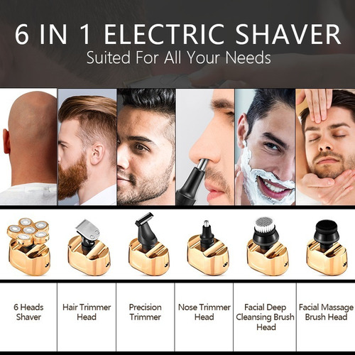 Imagem 9 de 10 de Barbeador Elétrico Masculino Aparador De Barba De Cabelo Bar
