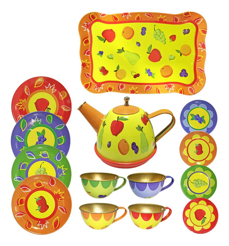 Juego De Té De Con Teteras De Metal, Tazas Y Platos,