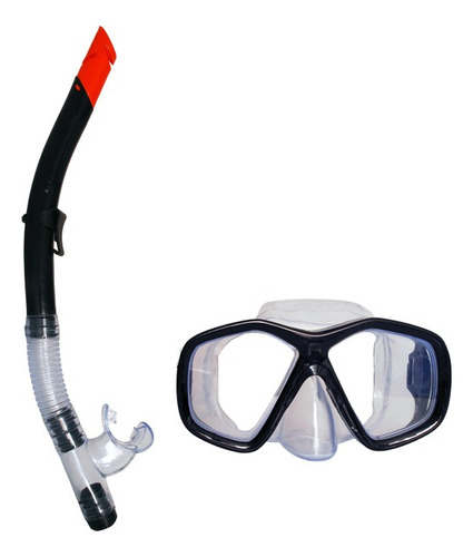 Combo Mascara Y Snorkel Escualo Modelo Recre - Negro