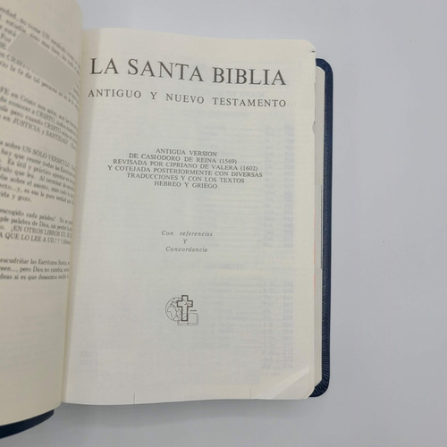 Imagen 3 de 8 de Biblia Antigua Versión Valera 1602 Mediana Imit. Piel Azul