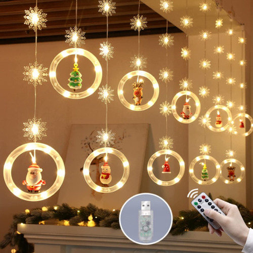 Cadena De Luces Navideñas Para Cortinas De Ventana Con 8 Mod