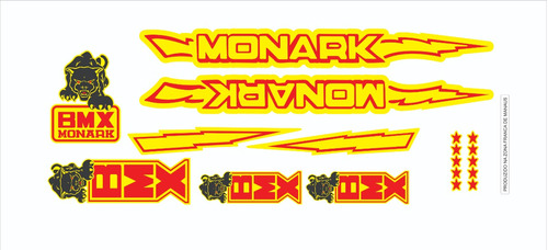 Adesivos Bicicleta Monark Bmx Pantera Amarelo E Vermelho