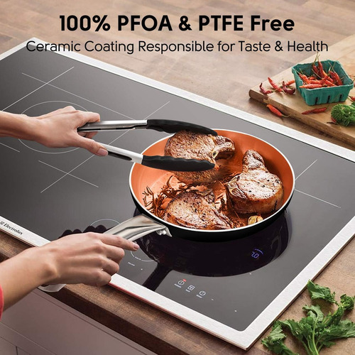 Sartén Para Freír Sartén Antiadherente De Cobre Con Tapa,