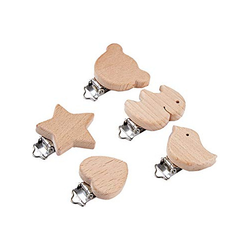 Cchude - 5 Clips De Madera Natural Para Chupete De Chupete P