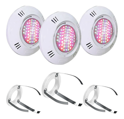 Kit 3 Led Piscina Smd 9w Rgb + Adaptador Com Garras Sodramar