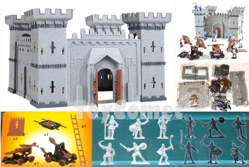 Kangkang hamburguesas juguetes de soldados catapulta y accesorios castillo Castillo de bloques de construcción con figuras de caballero Ritterburg a partir de 3 años figuras de caballero 