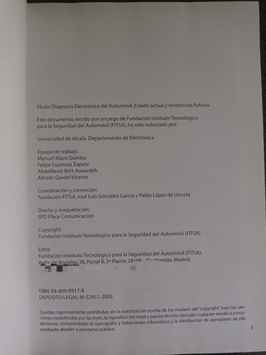 Diagnosis Electrónica Del Automóvil Estado Actual Y Futuro (Usado)