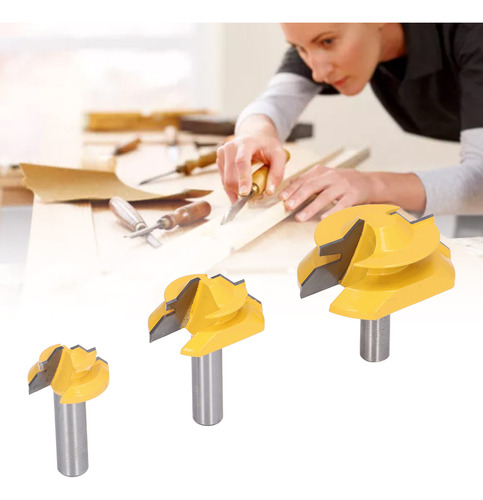 Broca De Enrutador De Vástago De 1/2 Pulgada, 3 Piezas, 45 G