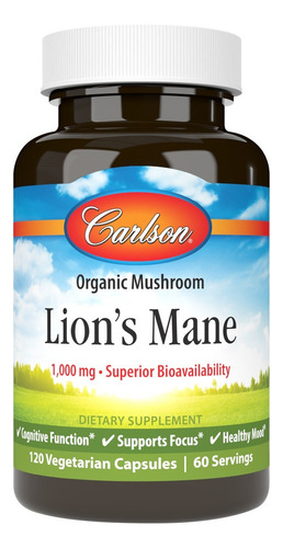 Carlson Labs Melena De León 1000 Mg 120 Caps Sabor Sin Sabor