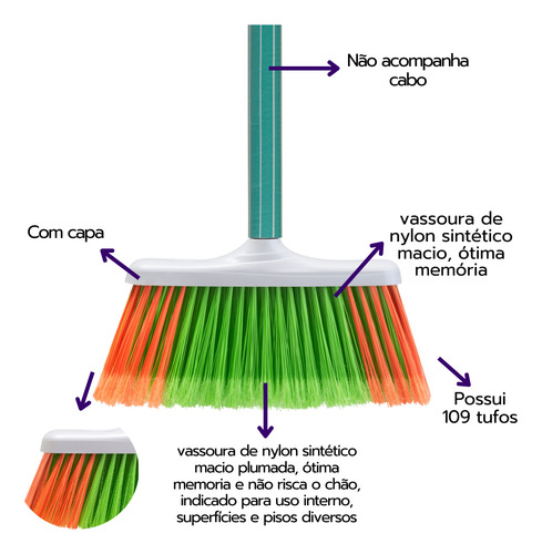 Vassoura Multiuso Cerdas Macias Plumada - Cores Diversas