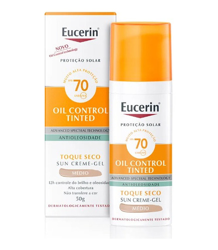 Protetor Facial Eucerin Sun Oil Control Tinted Médio Fps 70