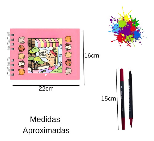 Kit 2 Livros De Colorir Boobie Com 2 Kit 60 Canetinhas Touch