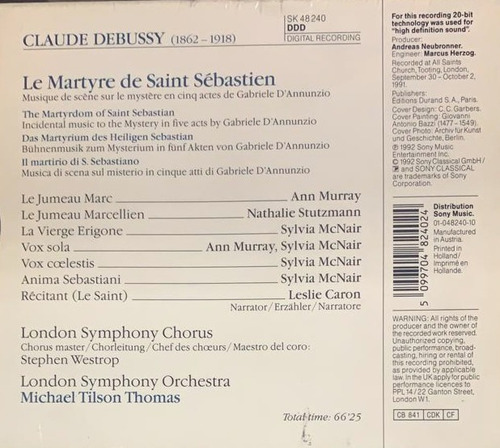 Debussy : El Martirio De San Sebastián - Tilson Thomas - Cd