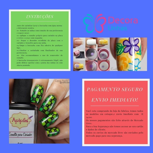 Kit Placas E Carimbo Unicórnio Sereia Grátis Carimbo+esmalte