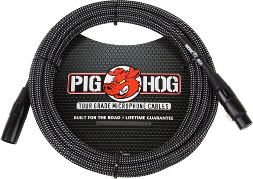 Imagen 1 de 4 de Pig Hog Phm10bkw Cable Tela Xlr De 3 Metros Para Micrófono