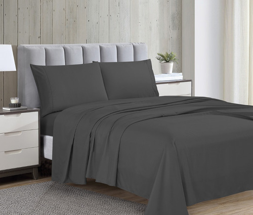 Imagen 8 de 9 de Juego De Sabanas Soft King Size Tacto Suave Color Gris Liso