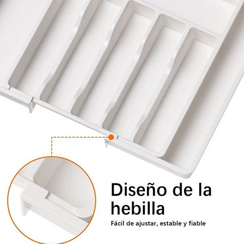 8 Compartimentos Bandeja Extensible Para Cajone De Cocina Blanco