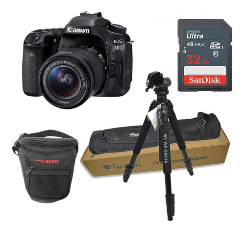 Cámara Canon Eos 80d + 32gb + Estuche + Trípode 6663a.