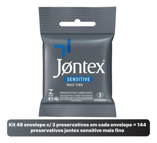 144 Preservativo Camisinha Jontex Sensitive Mais Fino 