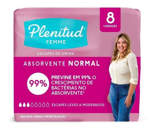 Absorvente Normal Plenitud Femme C/abas - 8 Unidades