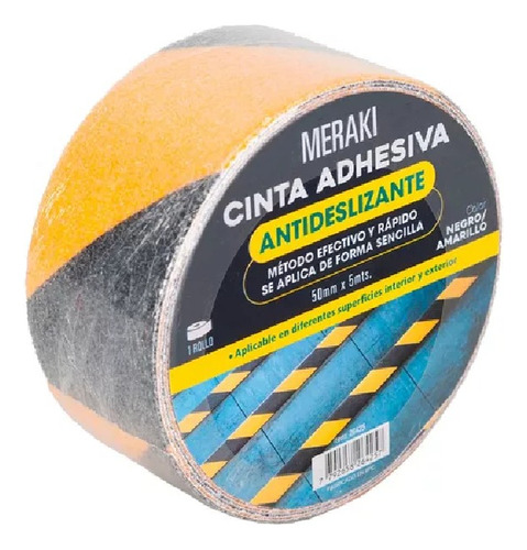 Cinta Antideslizante Autoadhesiva Rollo 5mts X50mmx1u Meraki