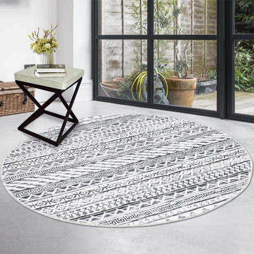 Rugsreal Alfombra Bohemia Lavable Maquina 4 X Pie Redonda