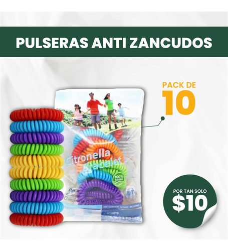 Pack 10 Pulseras Anti Zancudo - Exteriores - Citronela